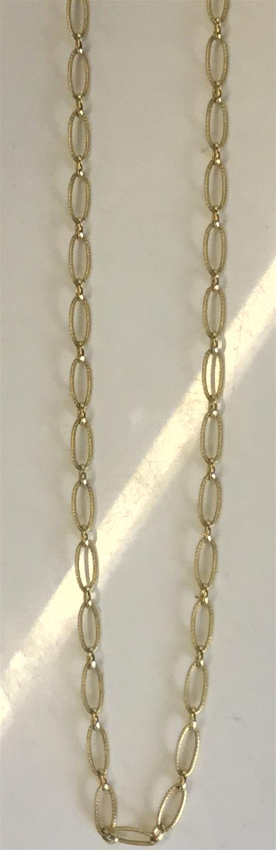 Yellow metal necklace with oval testured links (tests as 18ct)(-)